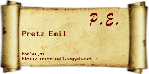 Pretz Emil névjegykártya